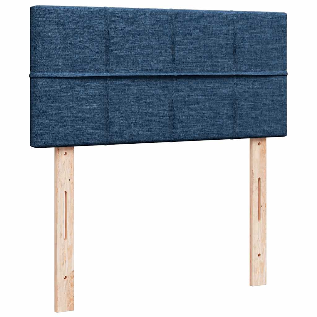 Krevet s oprugama i madracem plavi 100 x 200 cm od tkanine