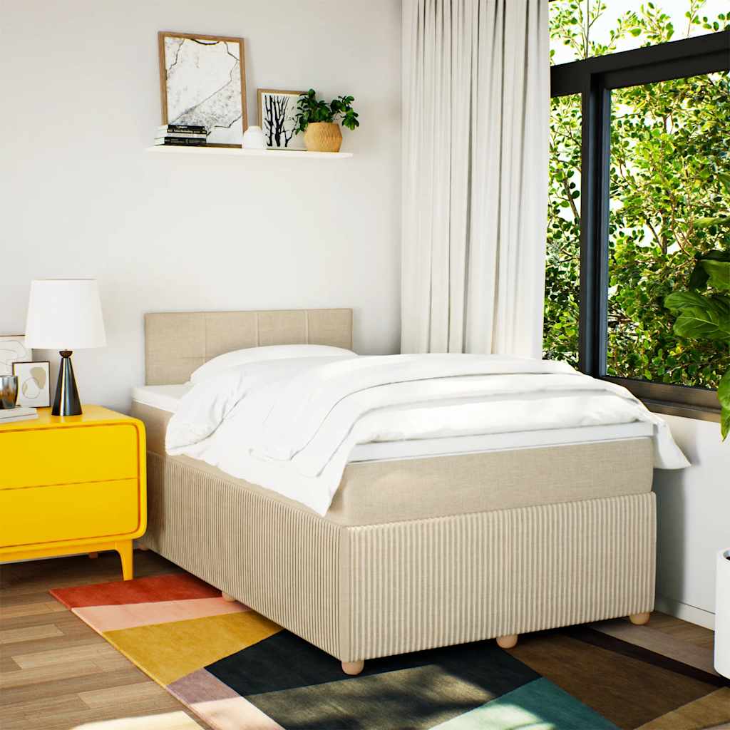Krevet box spring s madracem krem 120 x 190 cm od tkanine