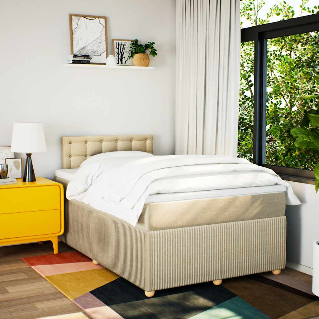 Krevet box spring s madracem krem 120 x 190 cm od tkanine