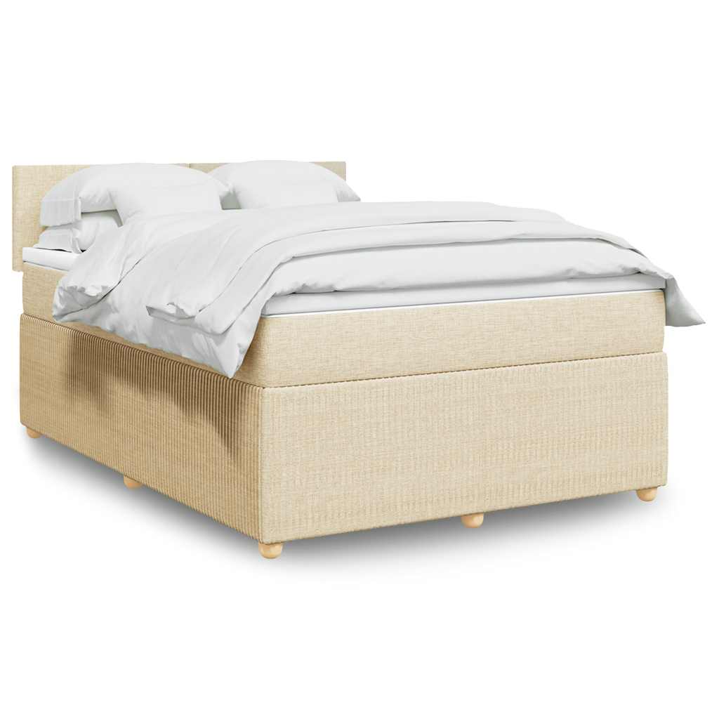 Krevet s oprugama i madracem krem 140 x 190 cm od tkanine