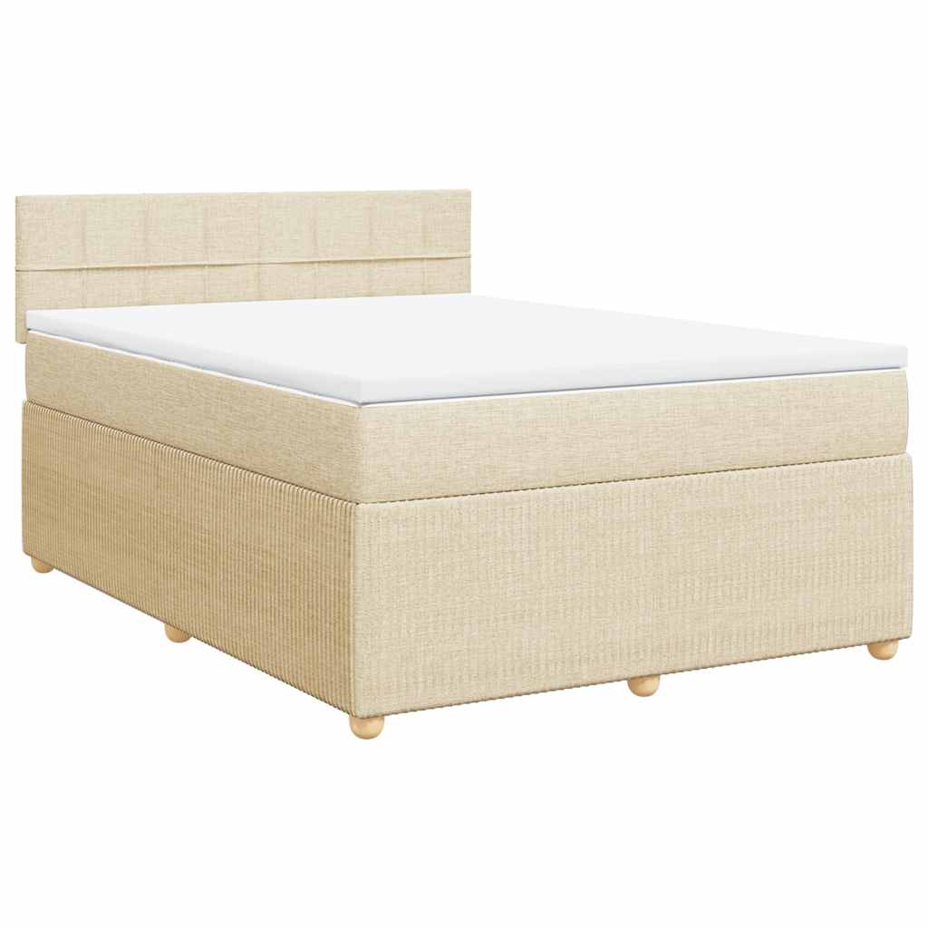 Krevet s oprugama i madracem krem 140 x 190 cm od tkanine