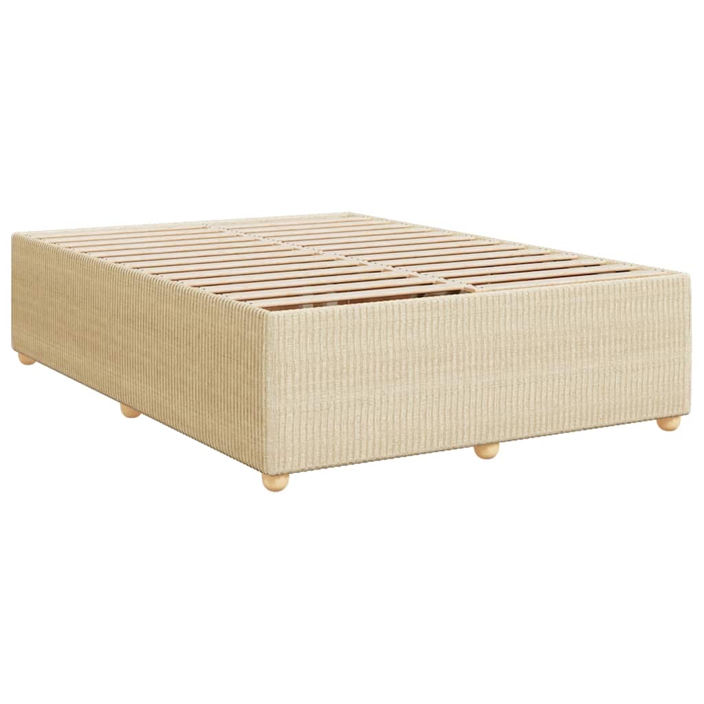Krevet s oprugama i madracem krem 140 x 190 cm od tkanine