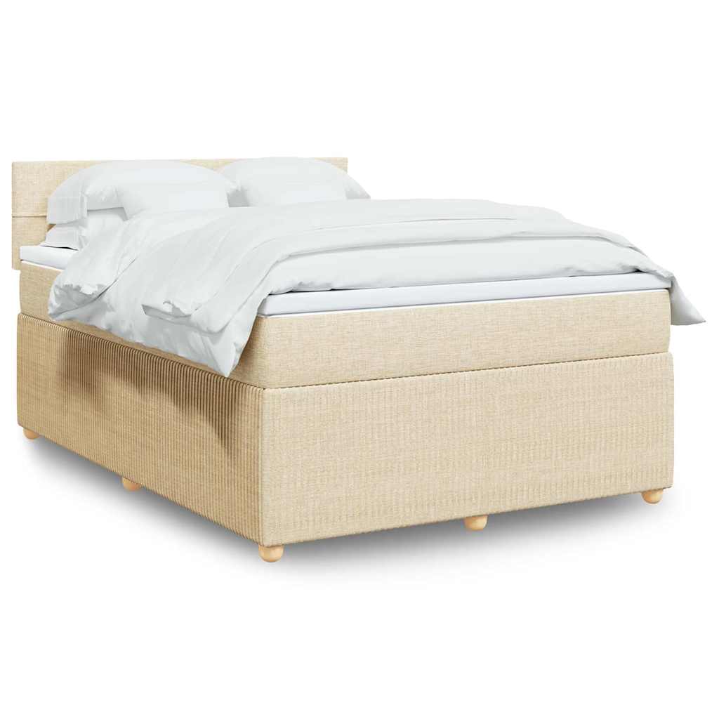 Krevet s oprugama i madracem krem 140 x 190 cm od tkanine