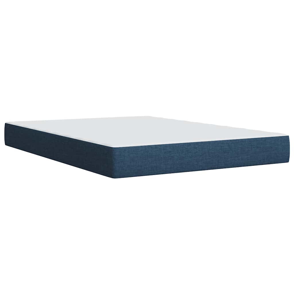 Krevet s oprugama i madracem plavi 140 x 190 cm od tkanine