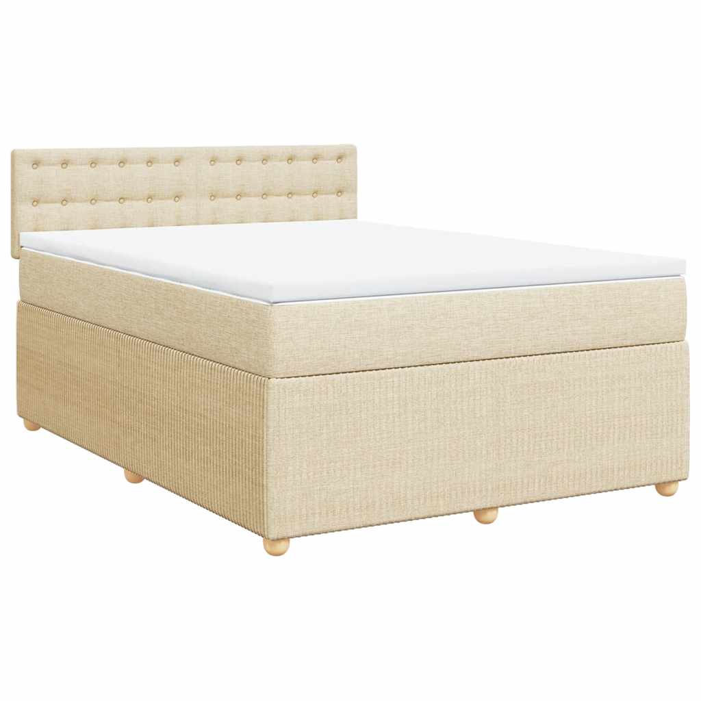 Krevet s oprugama i madracem krem 140 x 190 cm od tkanine