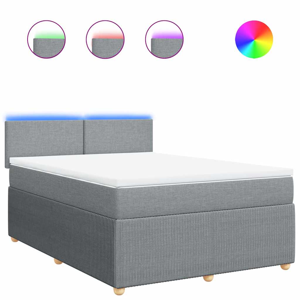Krevet box spring s madracem svjetlosivi 140x200 cm od tkanine