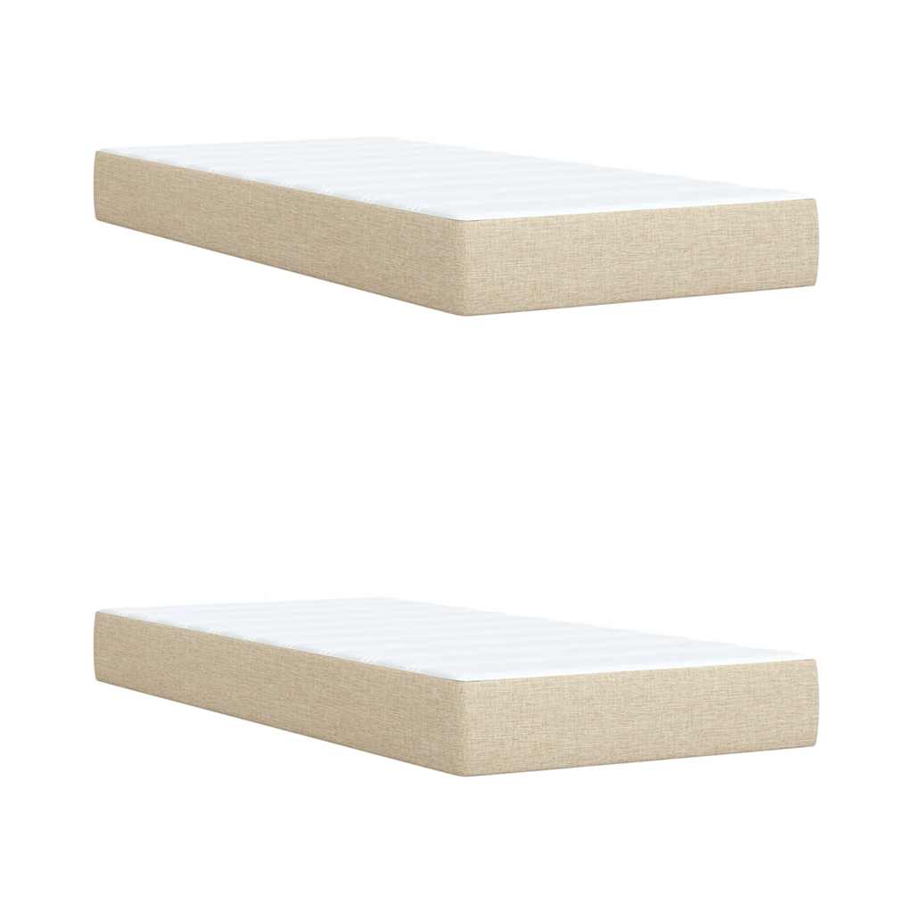 Krevet s oprugama i madracem krem 200 x 200 cm od tkanine
