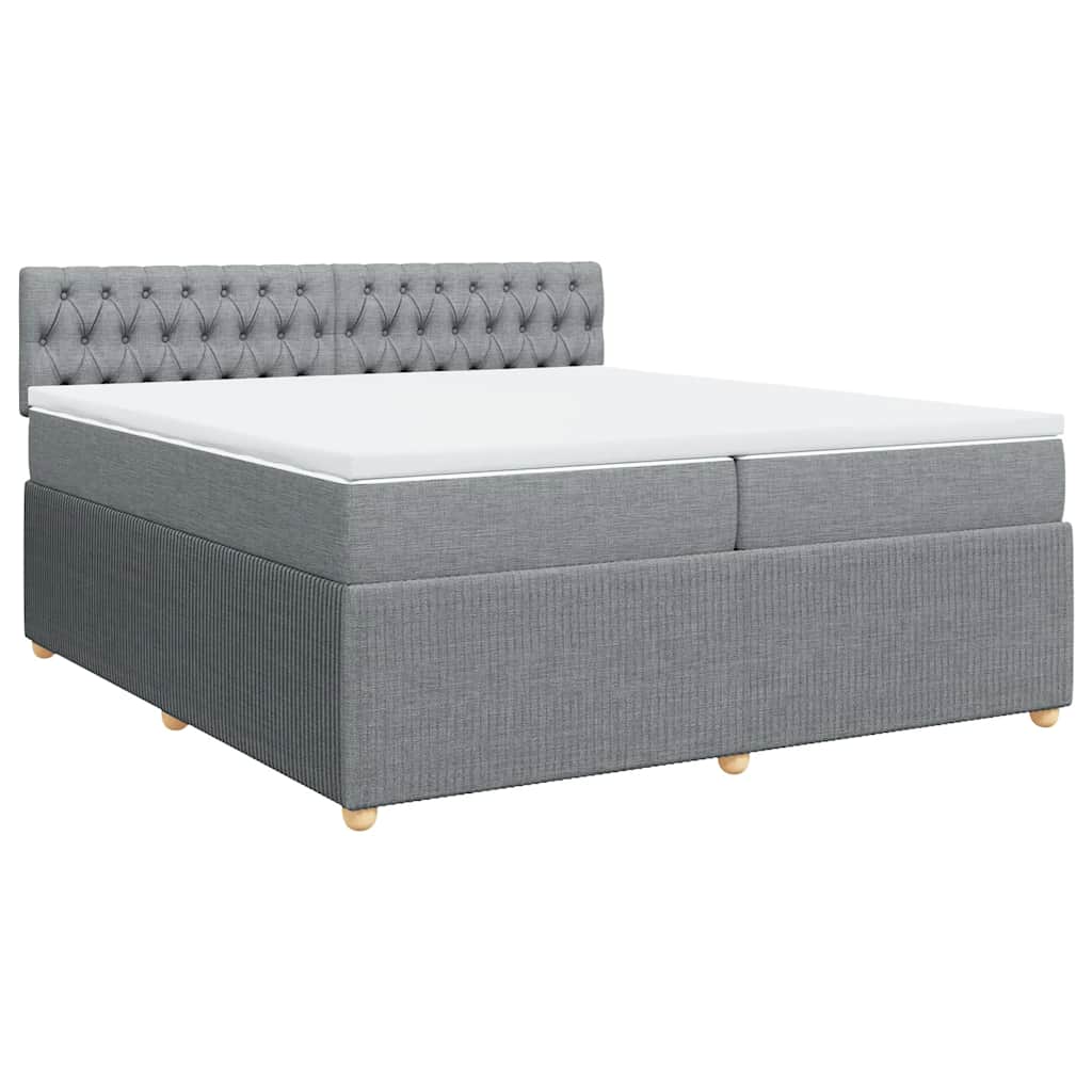 Krevet s oprugama i madracem svjetlosivi 200 x 200cm od tkanine
