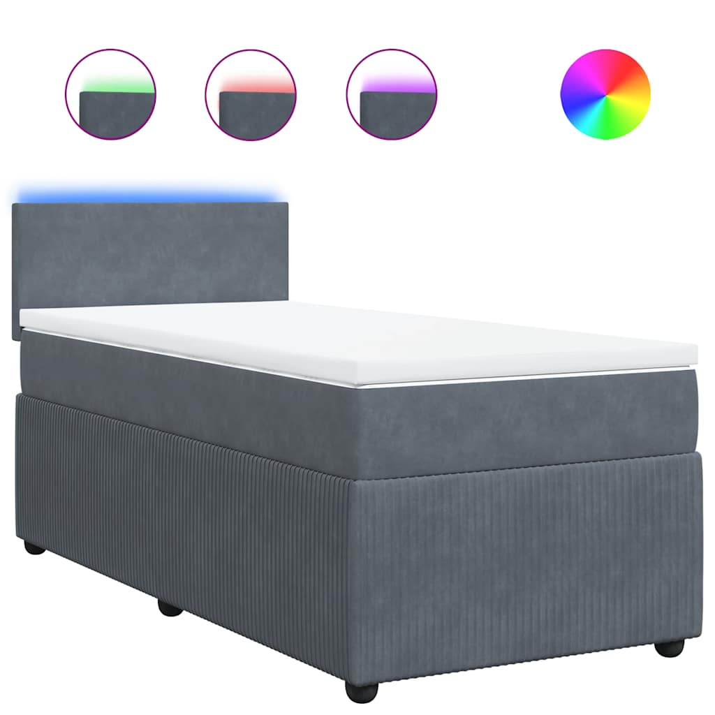 Box spring krevet s madracem tamnosivi 80 x 200 cm baršunasti