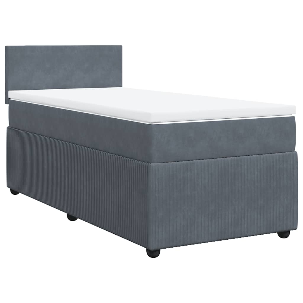 Box spring krevet s madracem tamnosivi 80 x 200 cm baršunasti