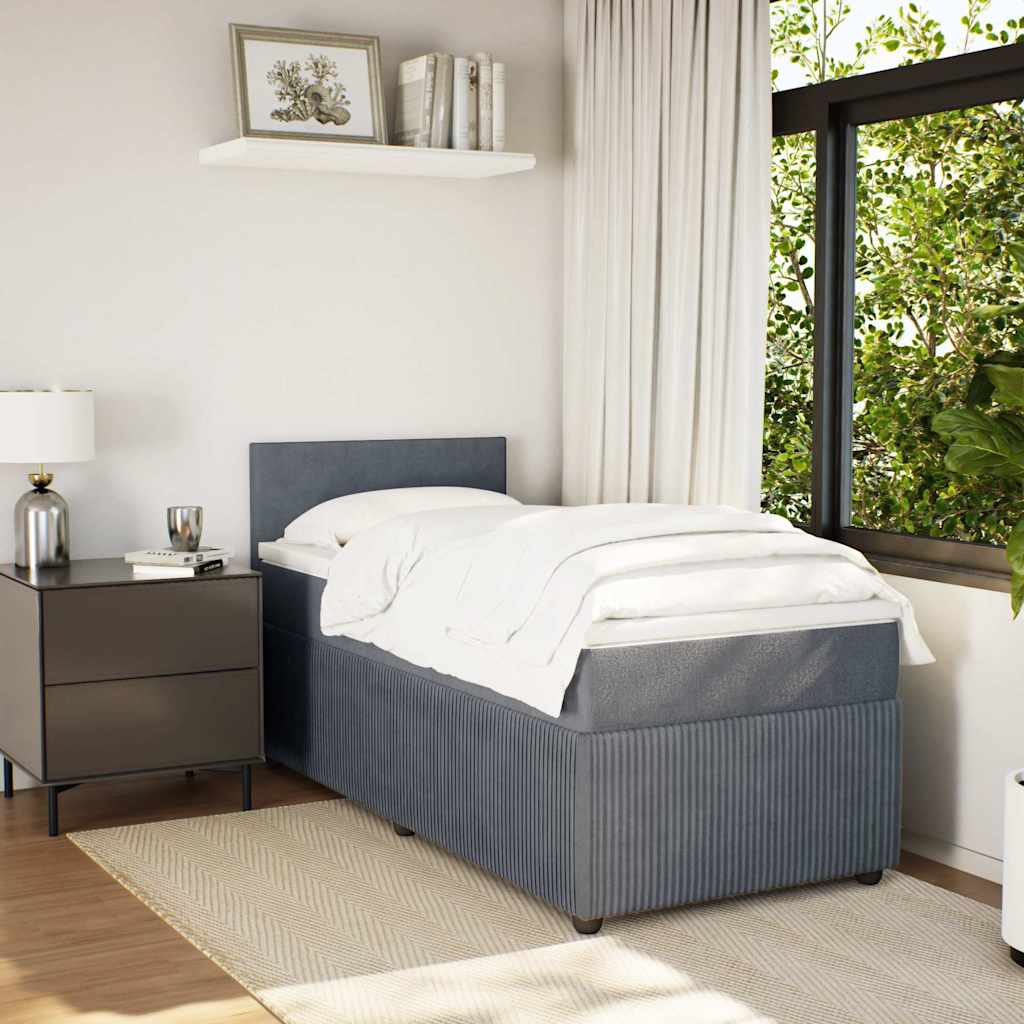 Box spring krevet s madracem tamnosivi 80 x 200 cm baršunasti