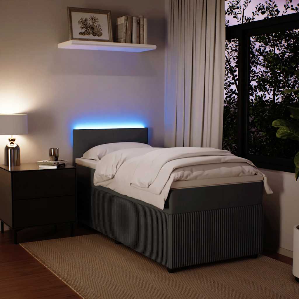 Box spring krevet s madracem tamnosivi 80 x 200 cm baršunasti