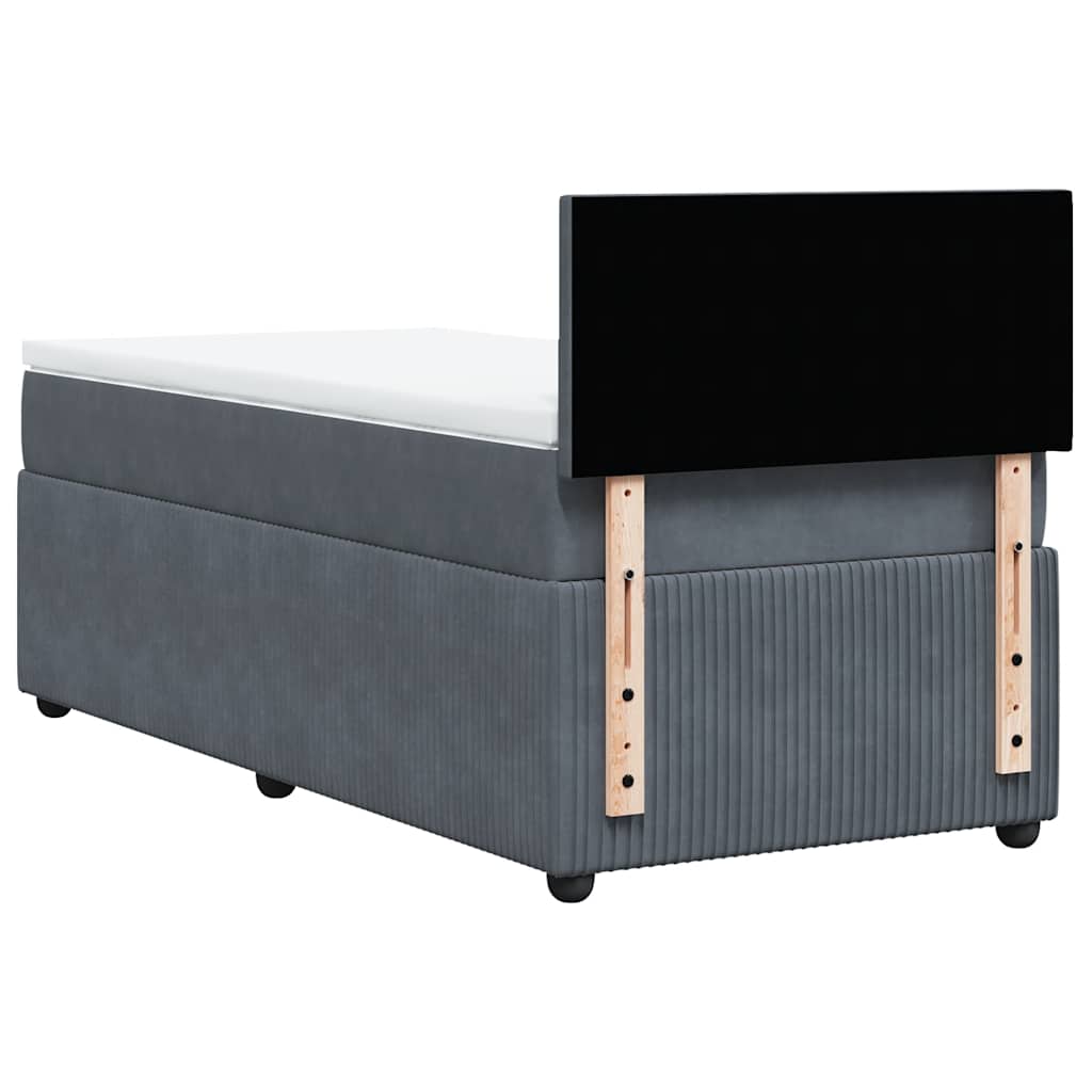 Box spring krevet s madracem tamnosivi 80 x 200 cm baršunasti