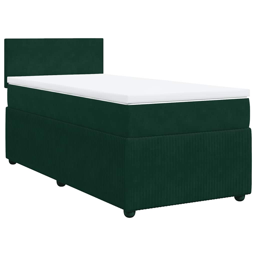Box spring krevet s madracem tamnozeleni 80 x 200 cm baršunasti
