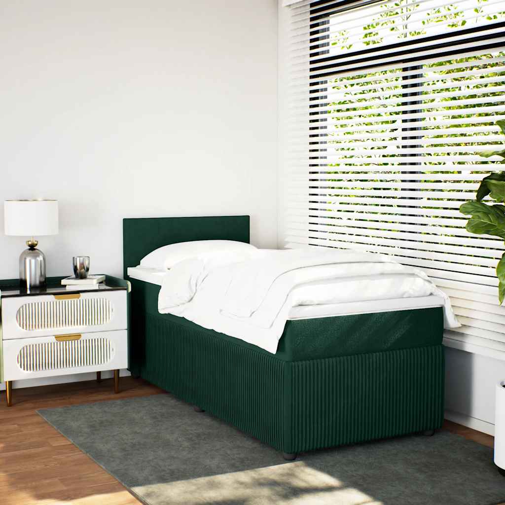 Box spring krevet s madracem tamnozeleni 80 x 200 cm baršunasti