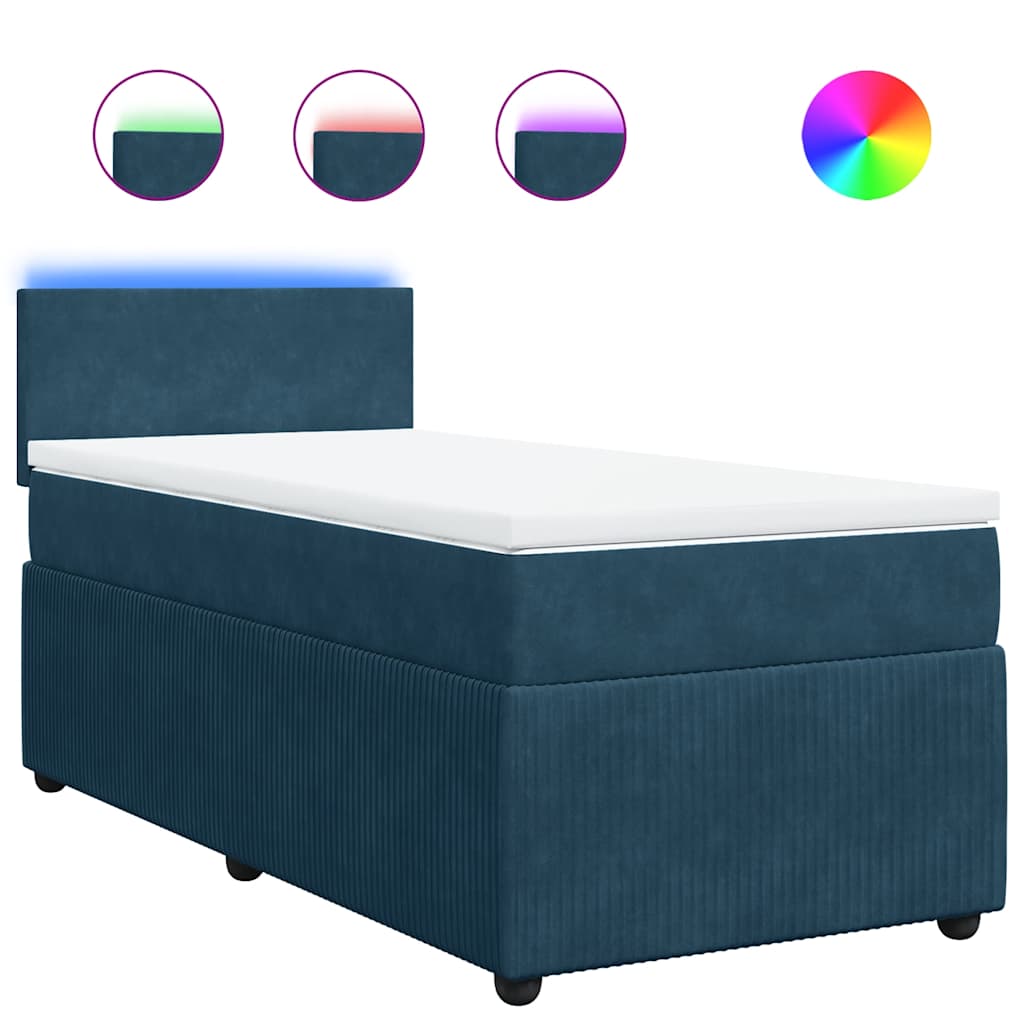 Box spring krevet s madracem plavi 80 x 200 cm baršunasti