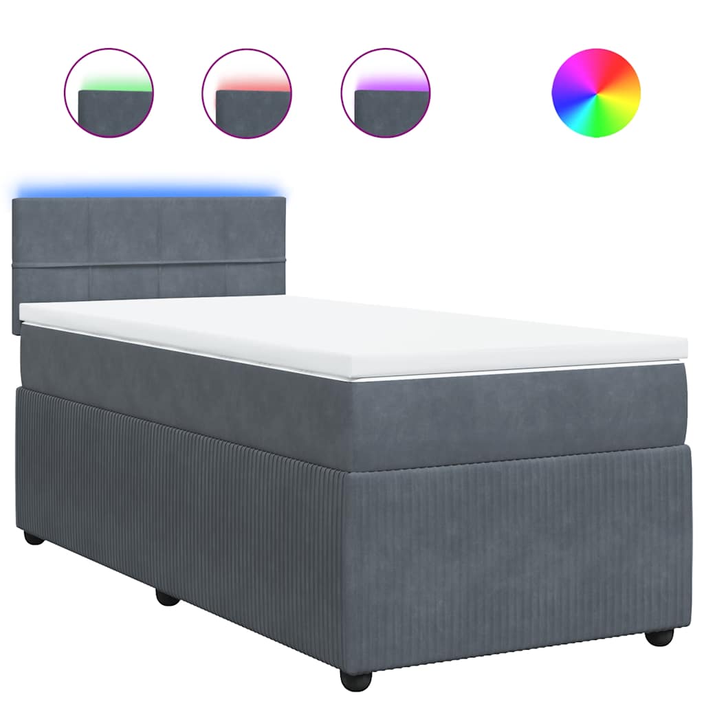 Box spring krevet s madracem tamnosivi 80 x 200 cm baršunasti