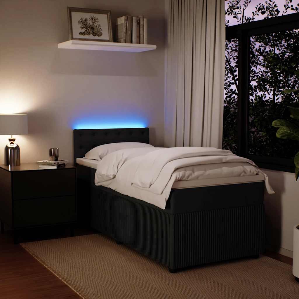 Box spring krevet s madracem crni 90x190 cm baršunasti