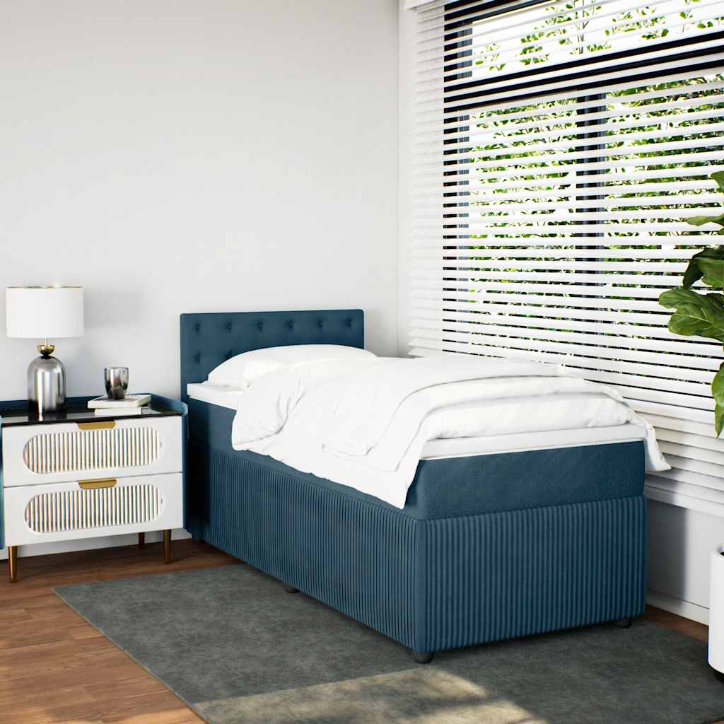 Box spring krevet s madracem plavi 90x190 cm baršunasti