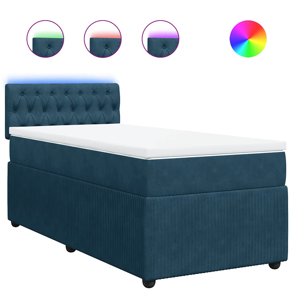 Box spring krevet s madracem plavi 90x190 cm baršunasti