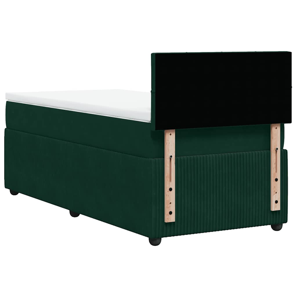 Box spring krevet s madracem tamnozeleni 90x190 cm baršunasti