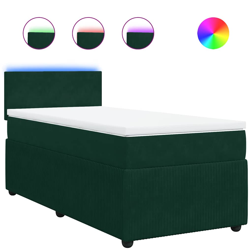 Box spring krevet s madracem tamnozeleni 90x200 cm baršunasti