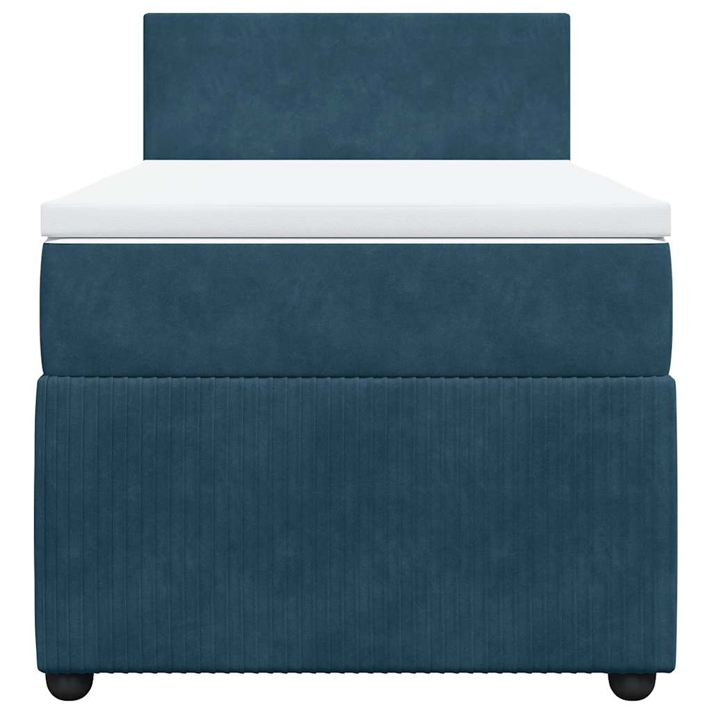 Box spring krevet s madracem plavi 90x200 cm baršunasti