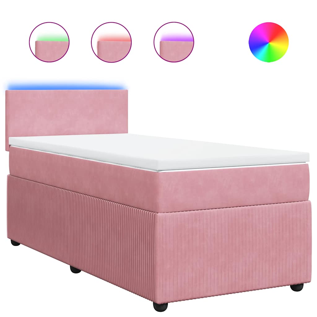 Box spring krevet s madracem ružičasti 90x200 cm baršunasti