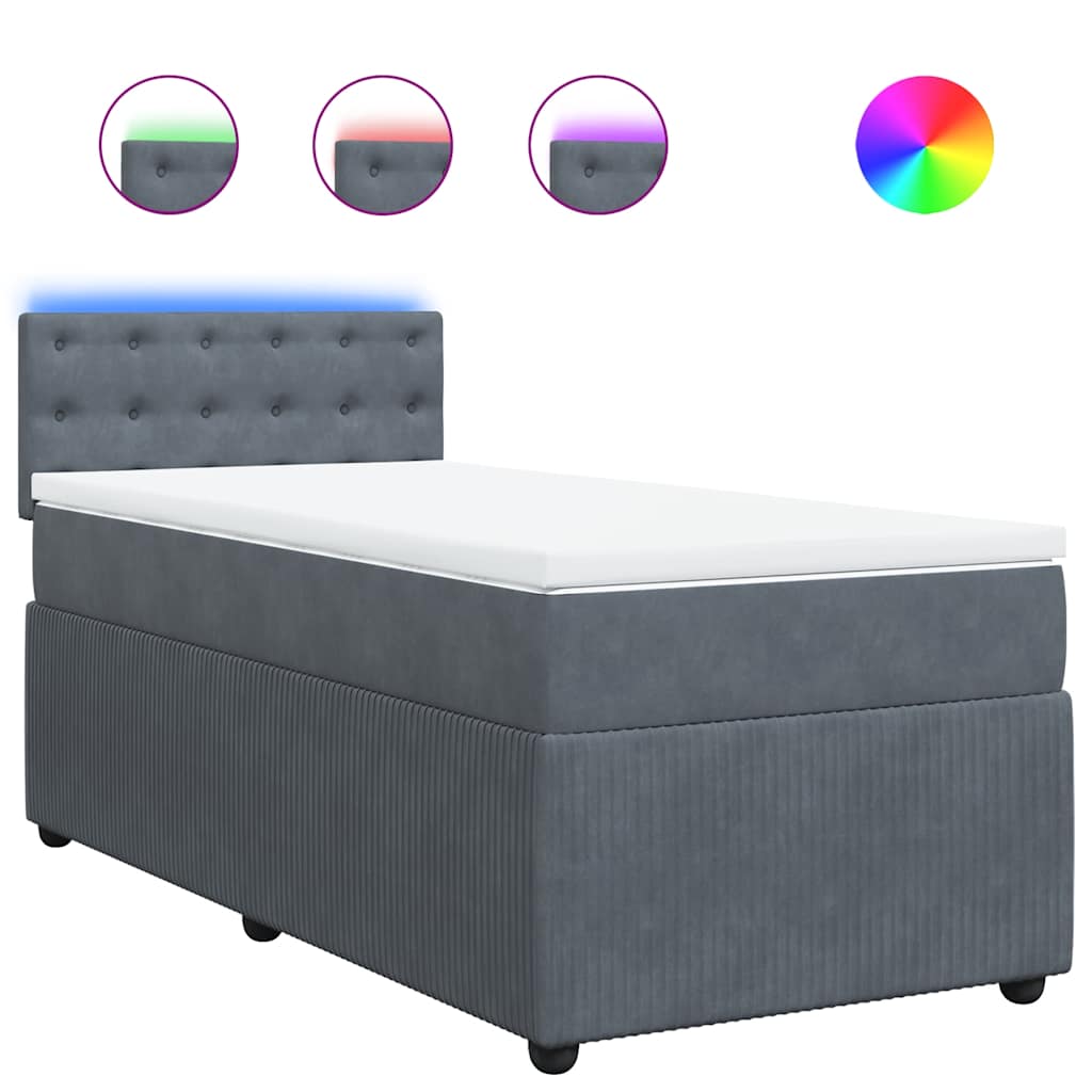 Box spring krevet s madracem tamnosivi 90x200 cm baršunasti