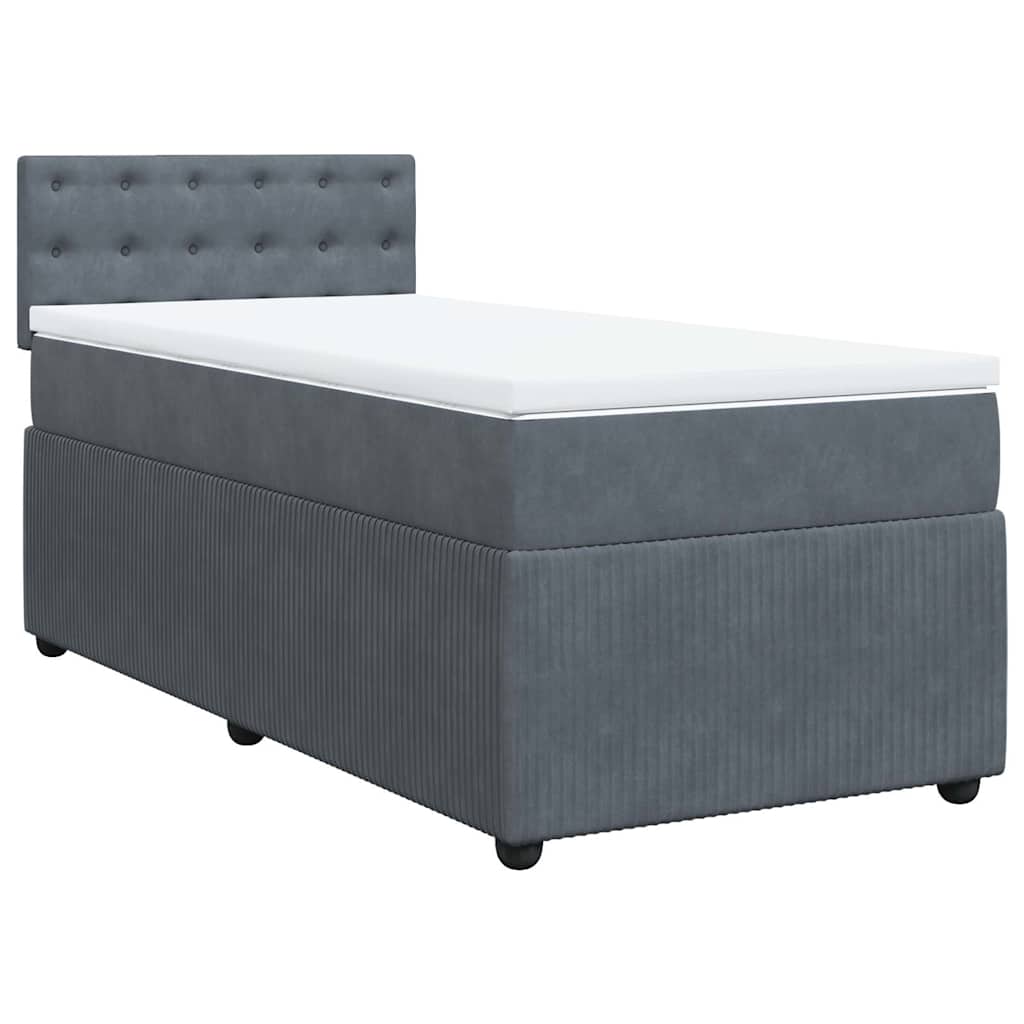 Box spring krevet s madracem tamnosivi 90x200 cm baršunasti