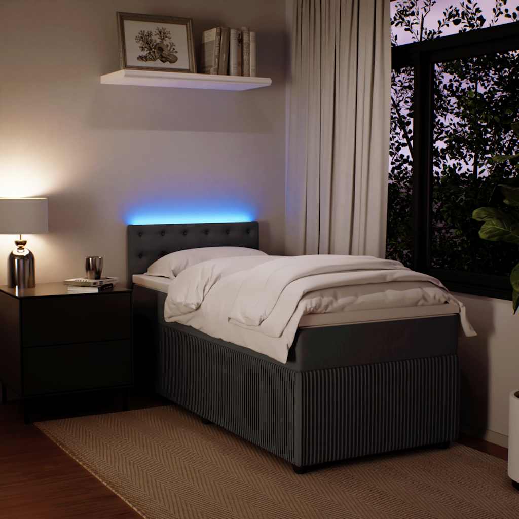 Box spring krevet s madracem tamnosivi 90x200 cm baršunasti