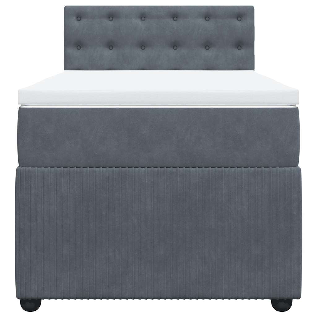 Box spring krevet s madracem tamnosivi 90x200 cm baršunasti