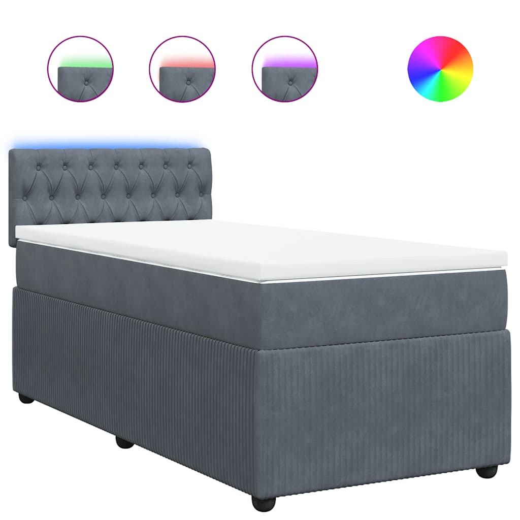 Box spring krevet s madracem tamnosivi 90x200 cm baršunasti