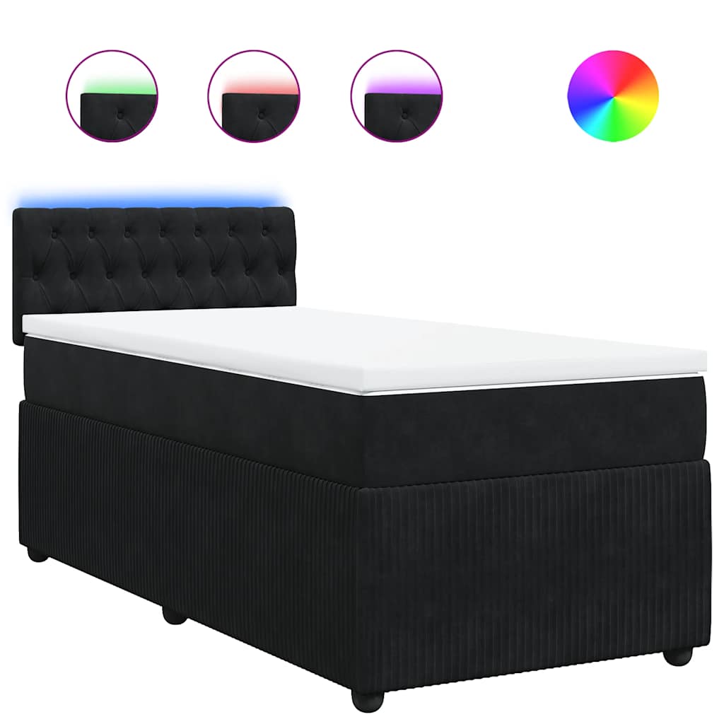 Box spring krevet s madracem crni 90x200 cm baršunasti