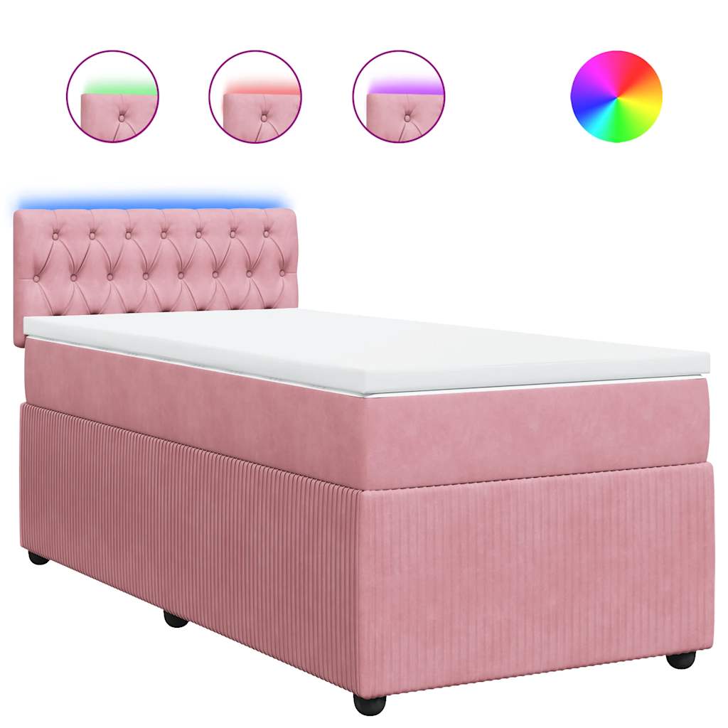 Box spring krevet s madracem ružičasti 90x200 cm baršunasti
