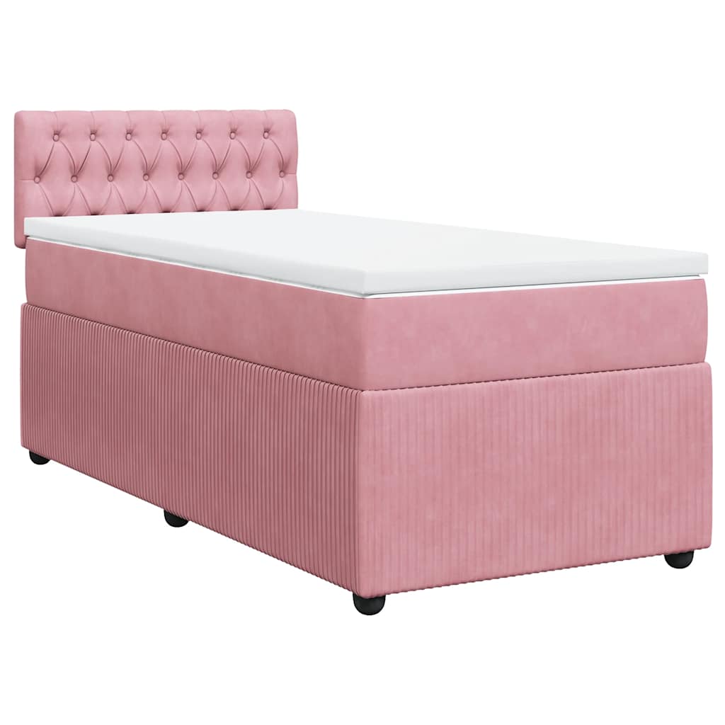 Box spring krevet s madracem ružičasti 90x200 cm baršunasti