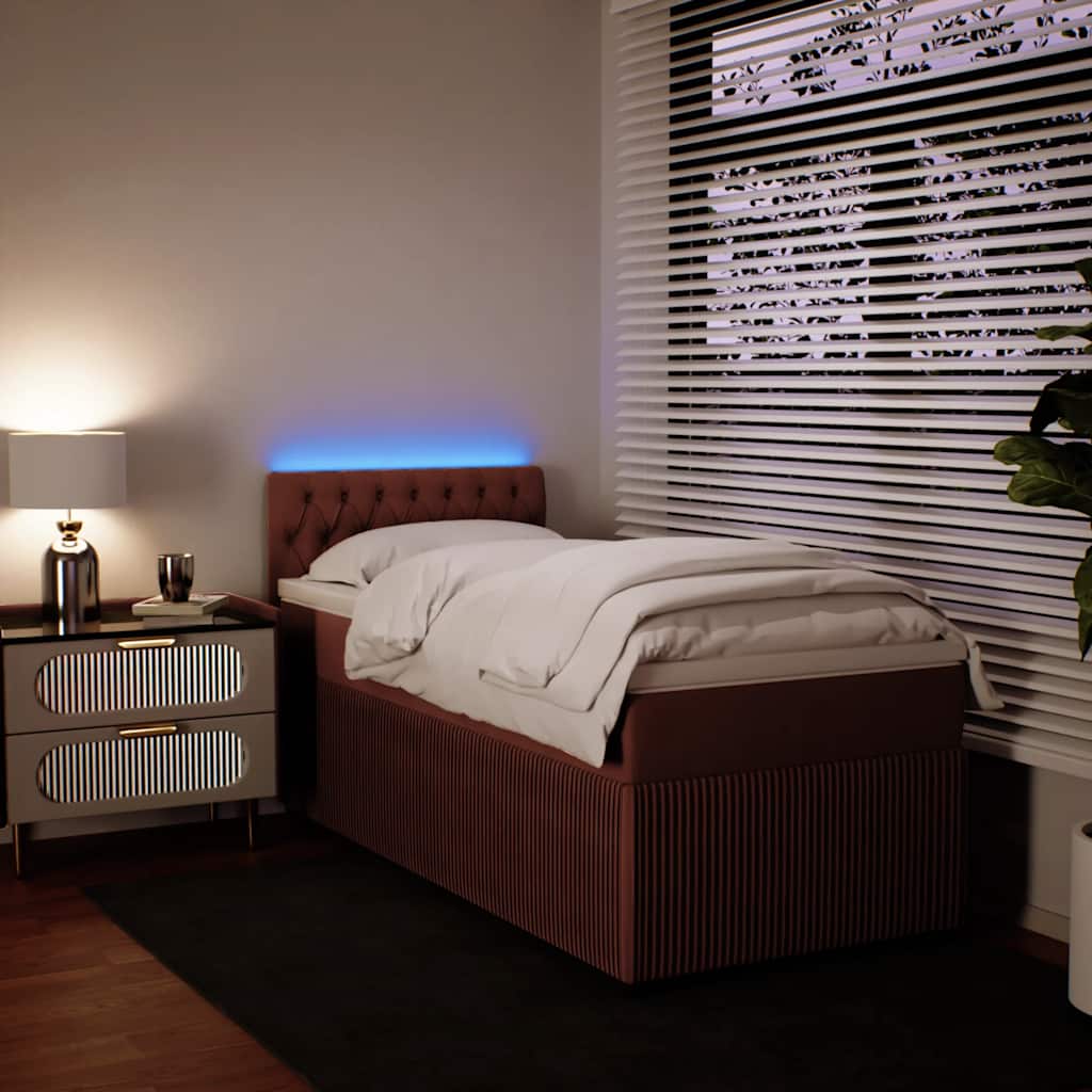 Box spring krevet s madracem ružičasti 90x200 cm baršunasti