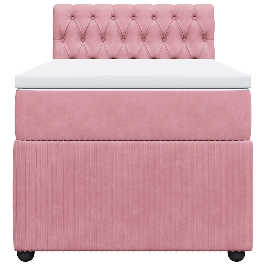 Box spring krevet s madracem ružičasti 90x200 cm baršunasti