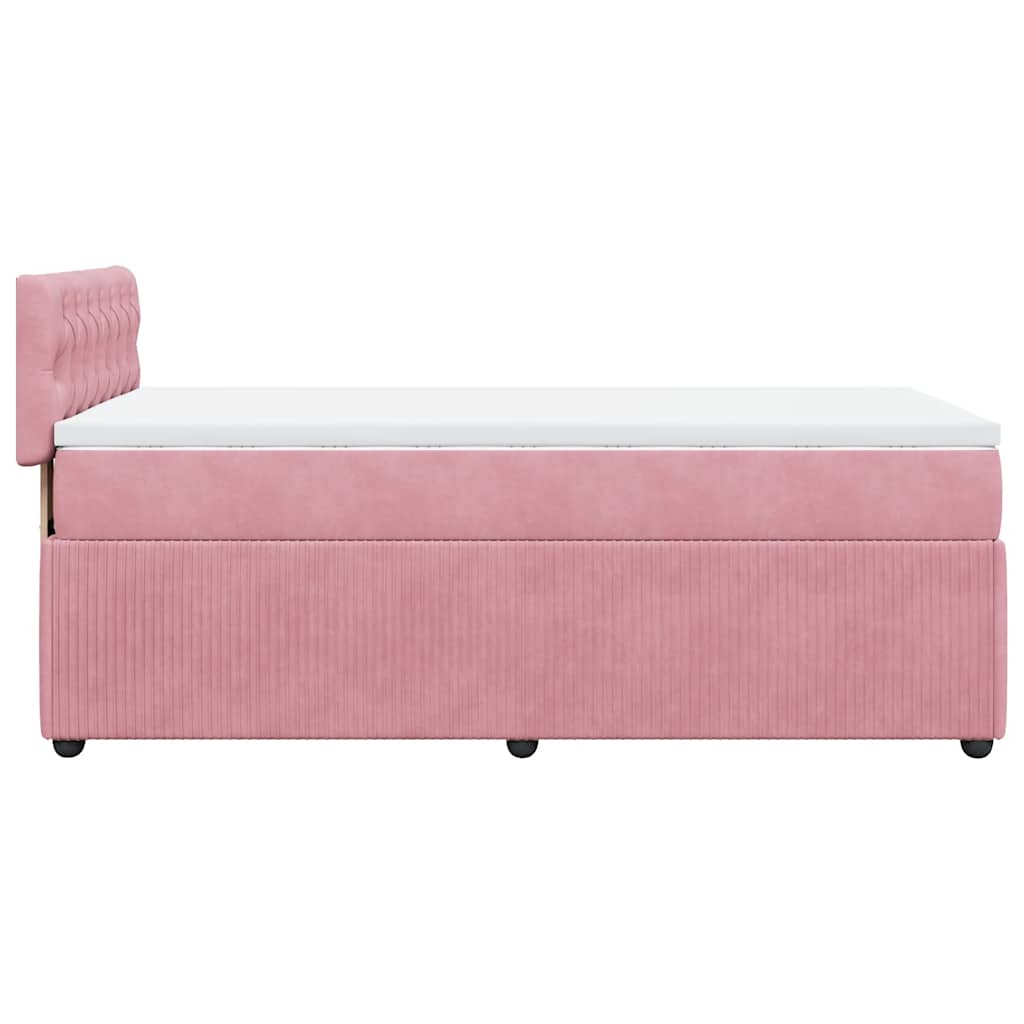 Box spring krevet s madracem ružičasti 90x200 cm baršunasti
