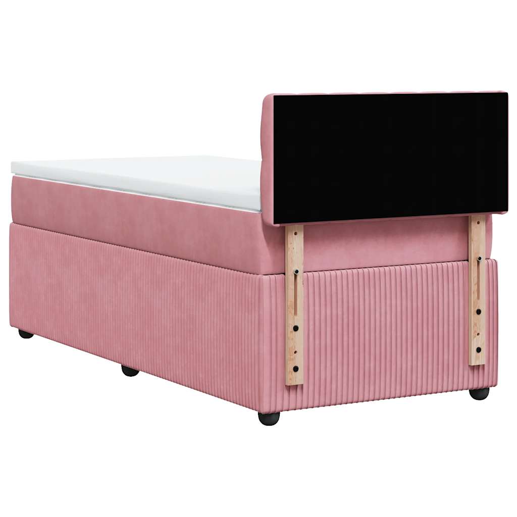 Box spring krevet s madracem ružičasti 90x200 cm baršunasti