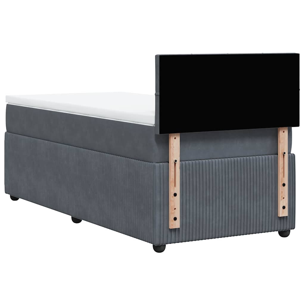 Box spring krevet s madracem tamnosivi 90x200 cm baršunasti