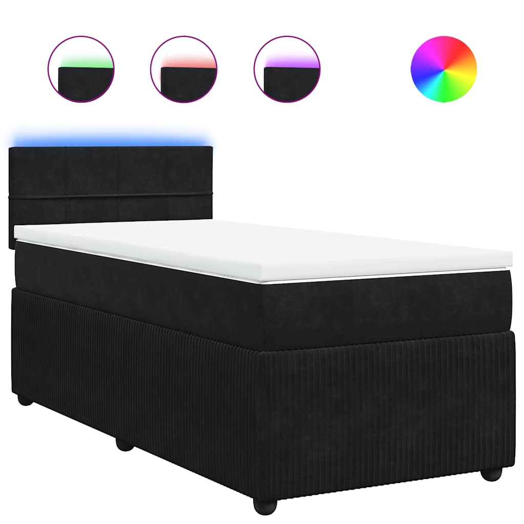 Box spring krevet s madracem crni 90x200 cm baršunasti