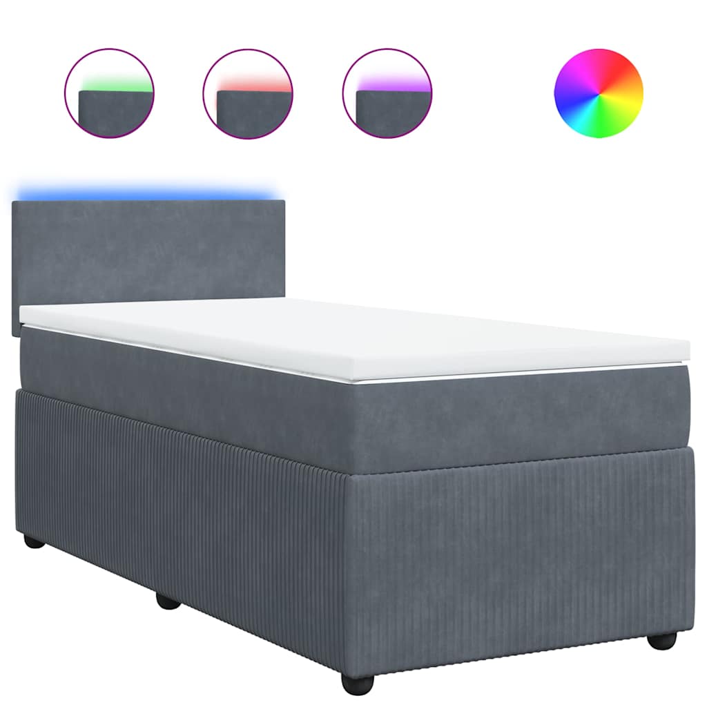 Box spring krevet s madracem tamnosivi 100x200 cm baršunasti