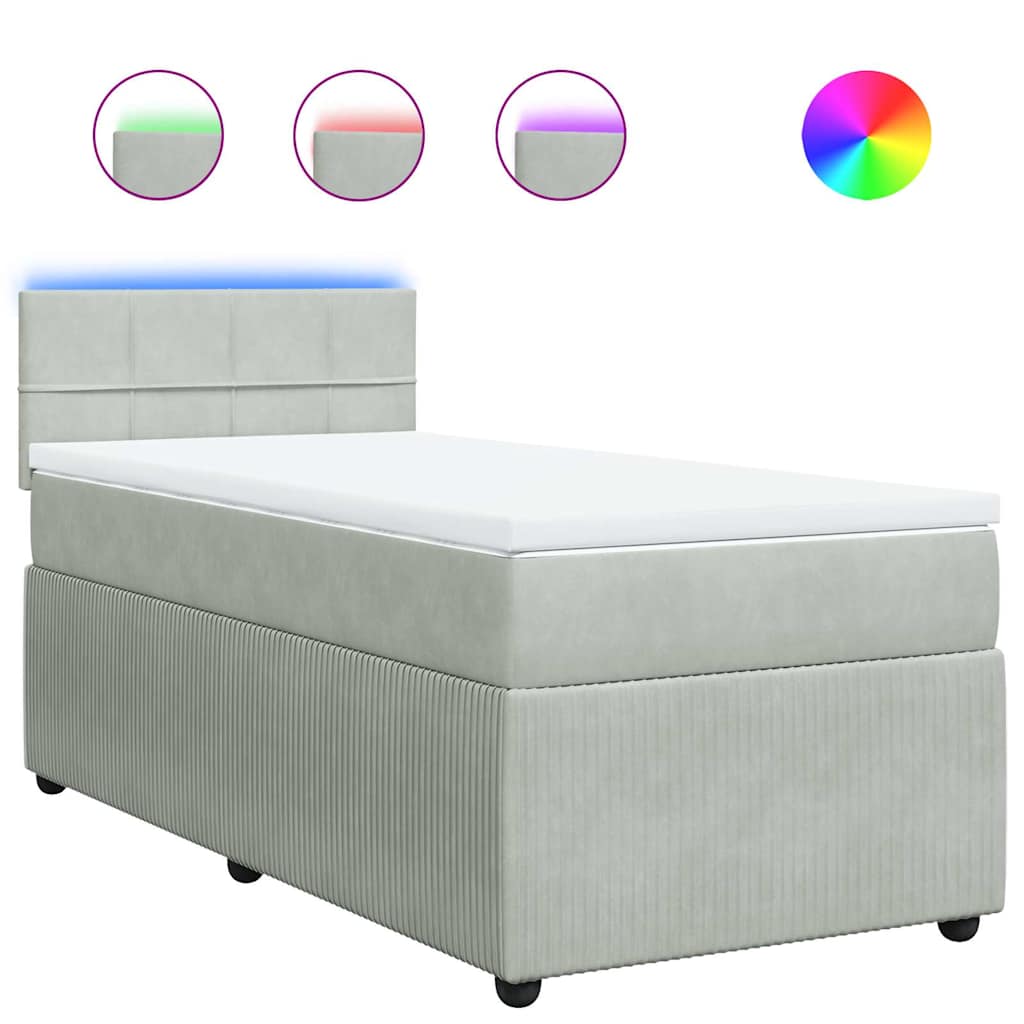 Box spring krevet s madracem svjetlosivi 100x200 cm baršunasti