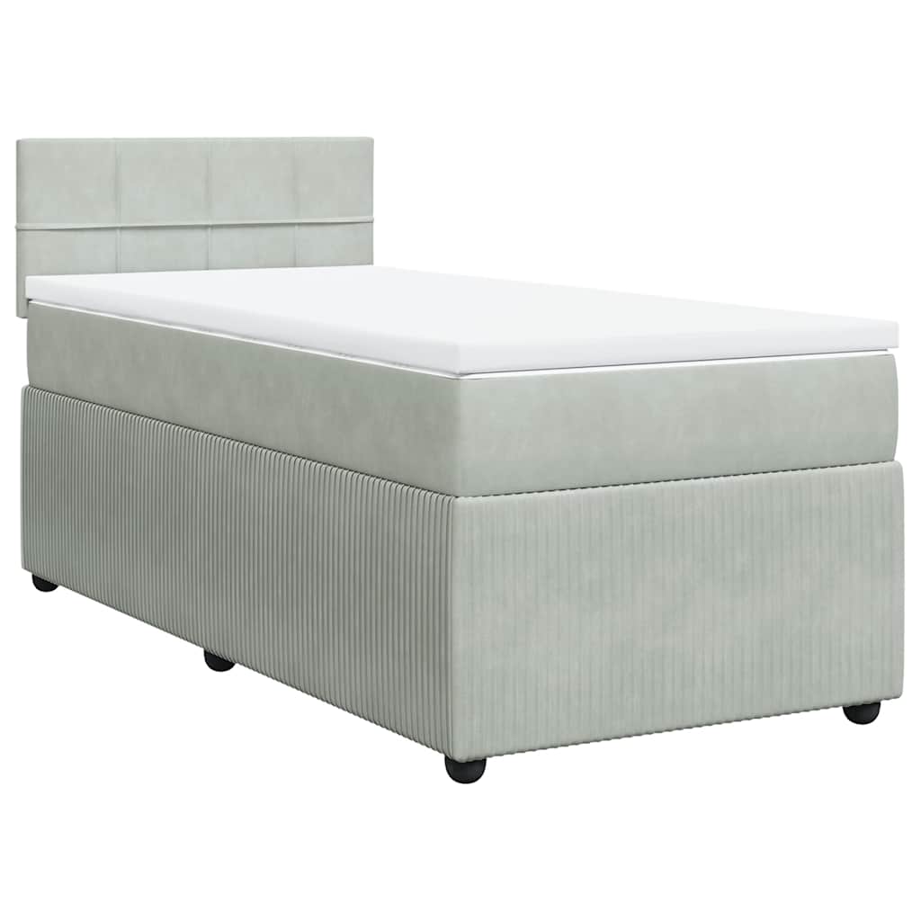 Box spring krevet s madracem svjetlosivi 100x200 cm baršunasti