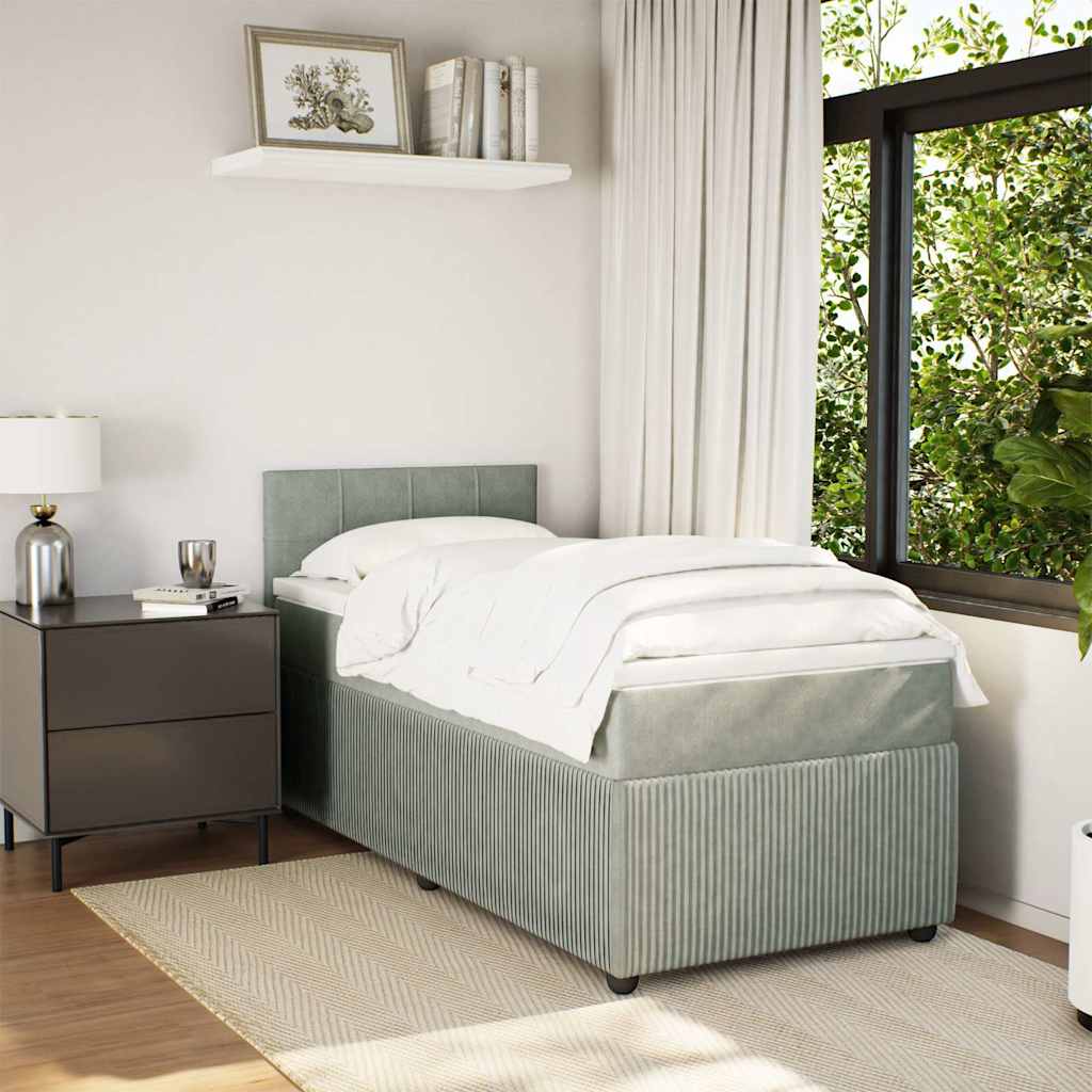 Box spring krevet s madracem svjetlosivi 100x200 cm baršunasti