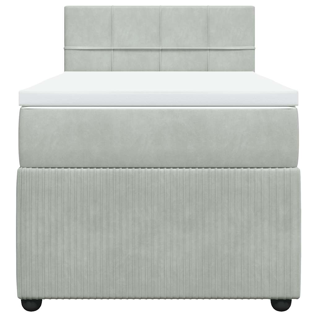 Box spring krevet s madracem svjetlosivi 100x200 cm baršunasti