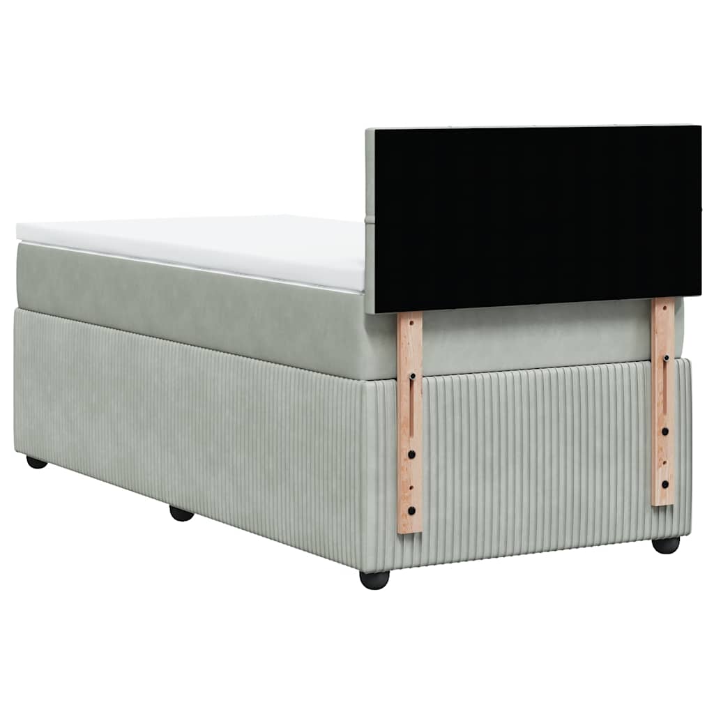Box spring krevet s madracem svjetlosivi 100x200 cm baršunasti