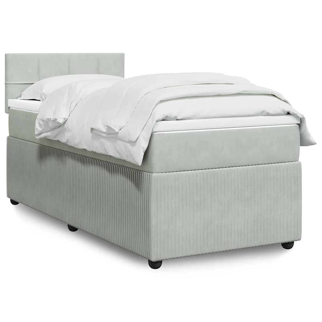 Box spring krevet s madracem svjetlosivi 100x200 cm baršunasti