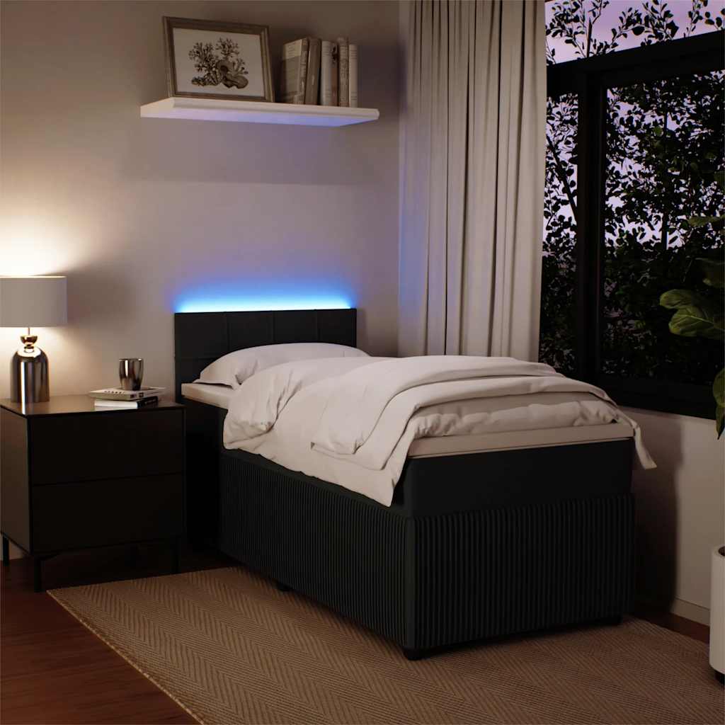 Box spring krevet s madracem crni 100x200 cm baršunasti